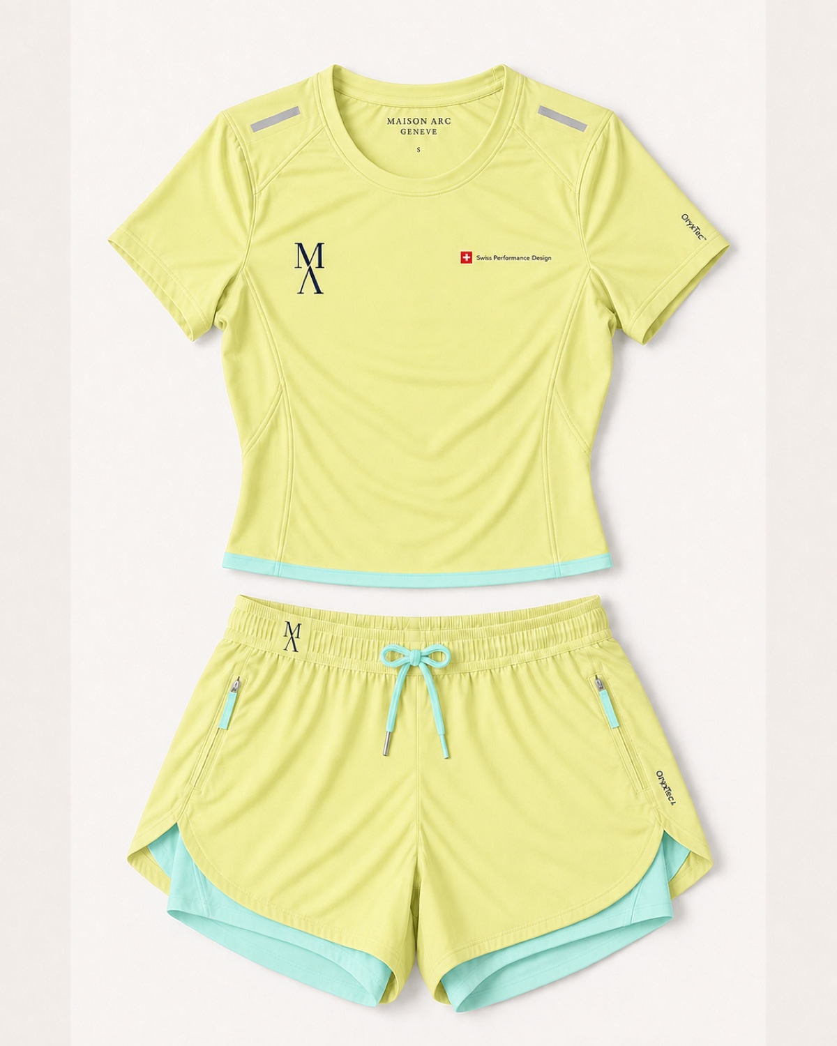 Running-Set Damen in Lime Sorbet / Mint, Vorderansicht – Designvisualisierung